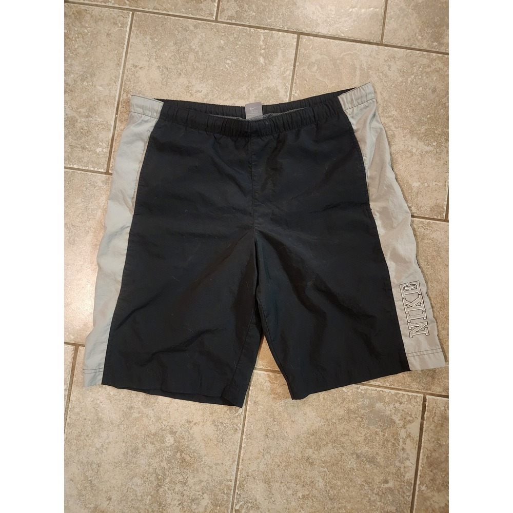 Nike Mens Black Grey Swimming Shorts Large Elastic Waist‎ Drawstring